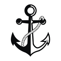 Anchor Vector Icon with Rope – Nautical, Maritime, Sailing Symbol