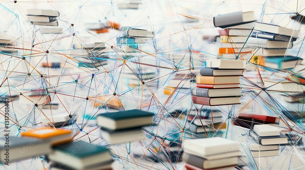 Aufkleber Abstract rendering of educational reform emphasizing interconnected book dynamic lines representing systemic change