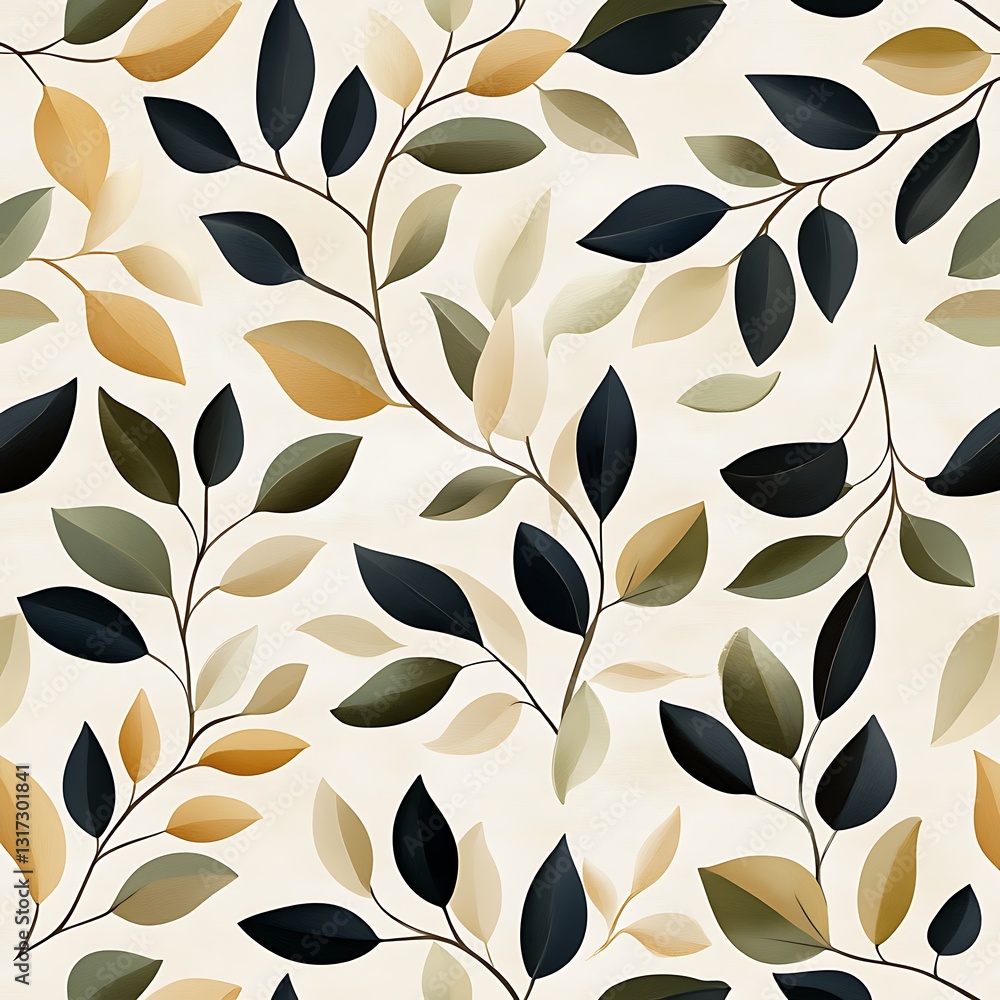 Poster elegant leaf pattern with earthy tones on light background for modern design projects