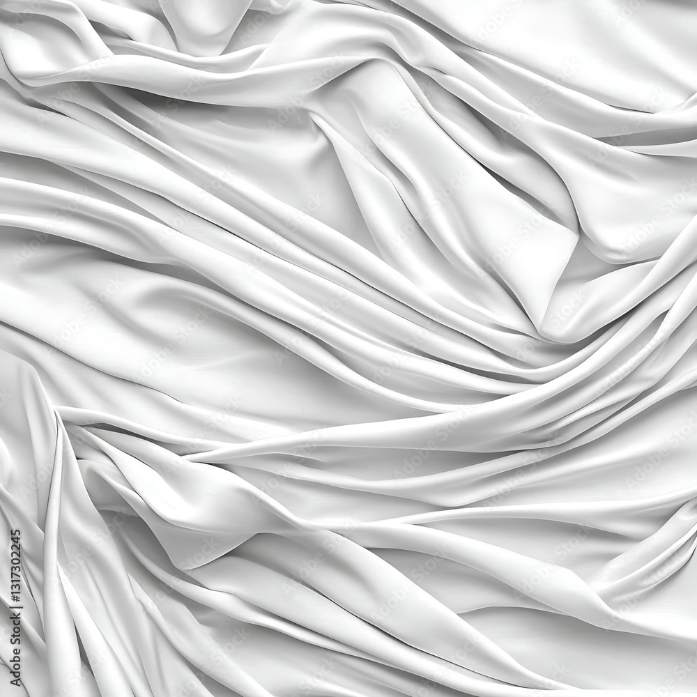 Poster soft white fabric texture with elegant drapes and gentle waves for creative design projects