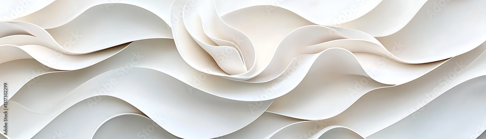 Poster soft flowing waves of white paper texture for elegant background or artistic design