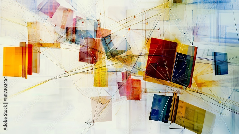 Poster Abstract rendering of educational reform emphasizing interconnected book dynamic lines representing systemic change