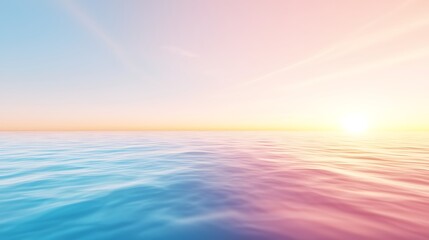 Fototapeta premium Tranquil Sunrise Over Serene Ocean Water with Soft Pastel Colors and Gentle Waves