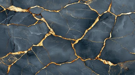 Elegant Dark Gray Marble with Gold Veins and Striking Texture