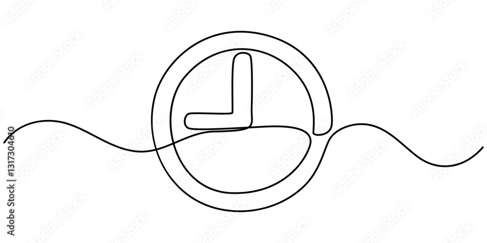 Aufkleber efficiency continuous line drawing with color shapes, continuous one line drawing of clock. clock li