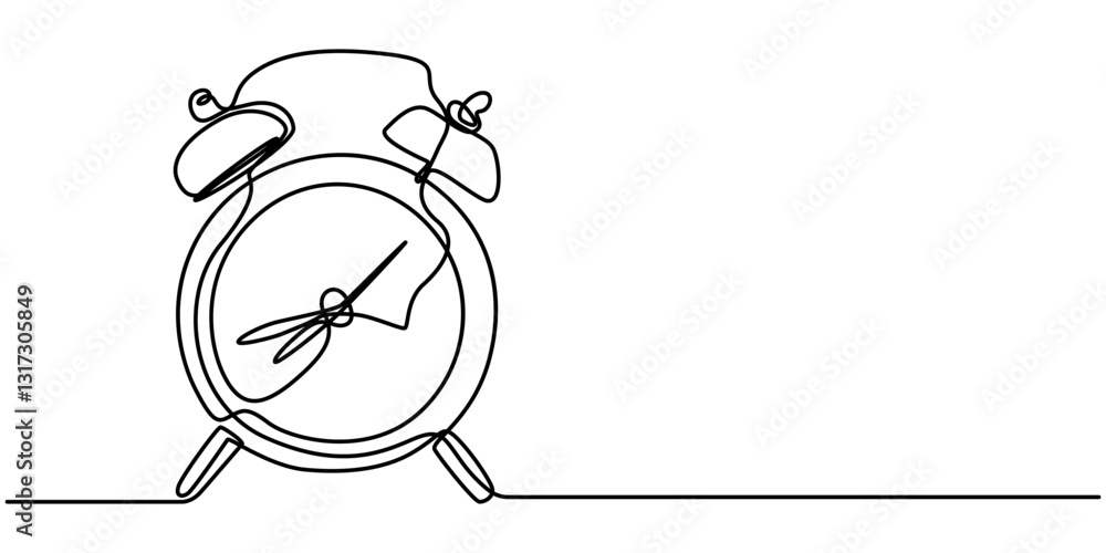 Poster efficiency continuous line drawing with color shapes, continuous one line drawing of clock. clock li