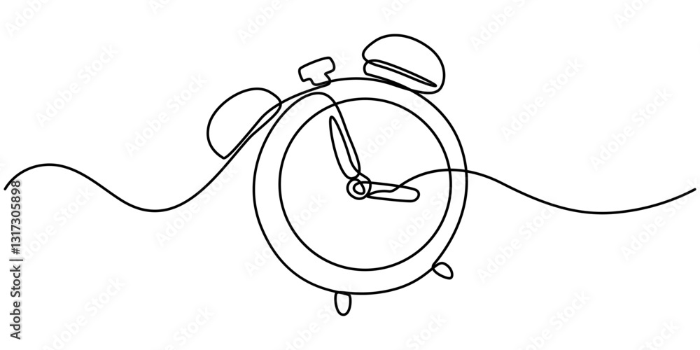 Poster efficiency continuous line drawing with color shapes, continuous one line drawing of clock. clock li