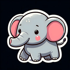 Fototapeta premium cute elephant sticker isolated on black background