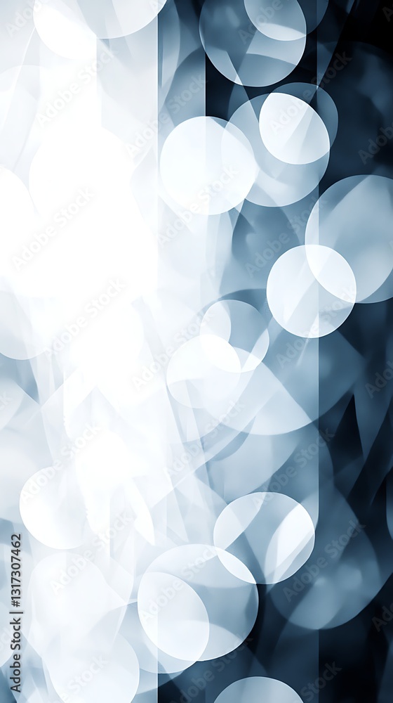 Aufkleber abstract soft blue bokeh background with ethereal light and circles for creative projects