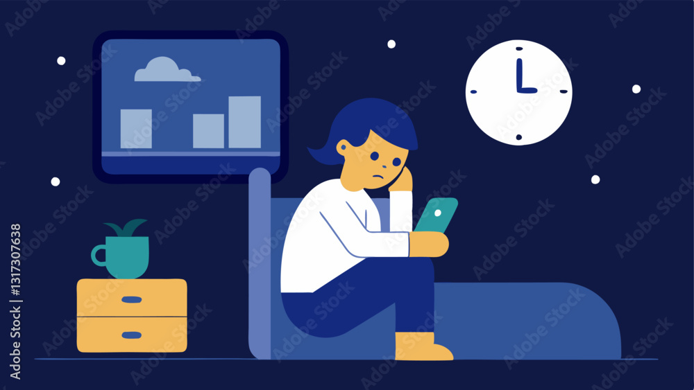 Aufkleber sleep deprivation clock an of a clock showing latenight hours e.g. 2 am with a person sitting up in 