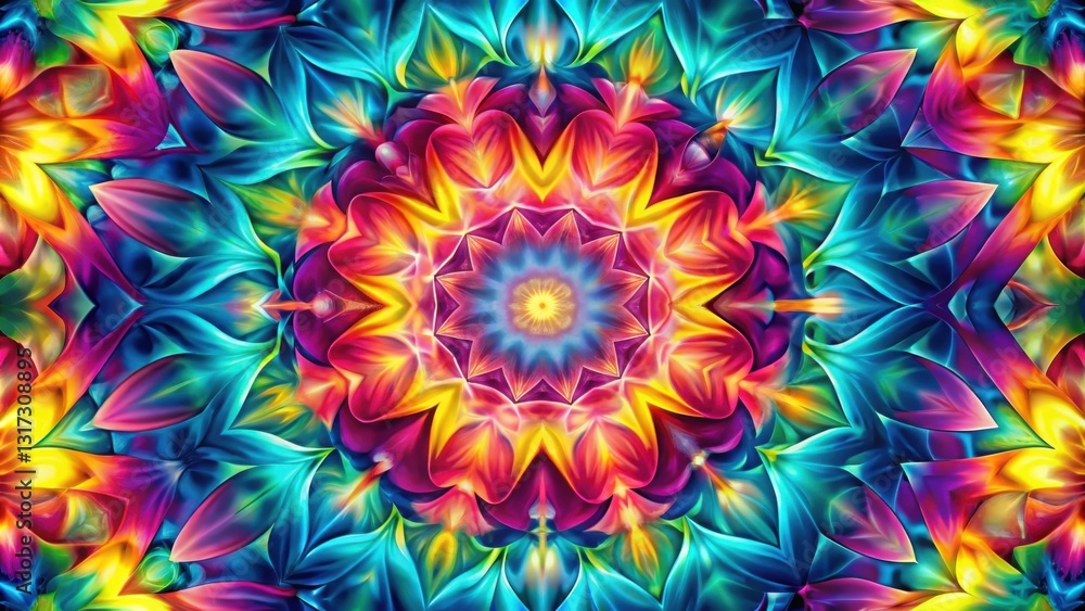 Aufkleber kaleidoscope of vivid colors and geometric patterns, a symphony of radiant hues and intricate shapes