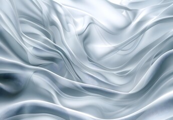 Obraz premium Abstract Silver Silk Fabric Background Texture - Elegant Shiny Waves and Folds