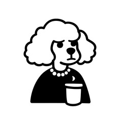 Fototapeta premium Stylish poodle enjoying a cozy moment while sipping a drink in a whimsical setting