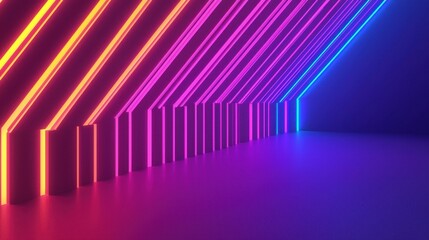 Naklejka premium Neon Light Pattern with Colorful Diagonal Lines in Modern Design