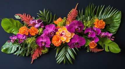 Obraz premium Beautiful floral explosion of jungle-inspired colors, textures, and tropical elegance.