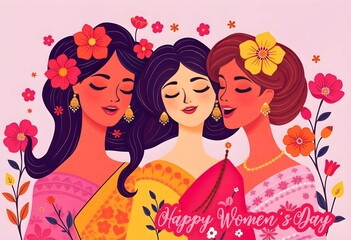 Happy Women’s Day – Elegant Floral Illustration Celebrating Women’s Strength & Beauty
