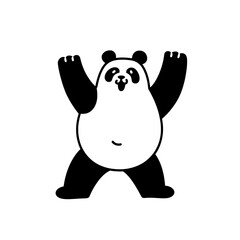 Fototapeta premium Joyful panda celebrating with raised paws in a playful and spirited gesture in a whimsical vector illustration