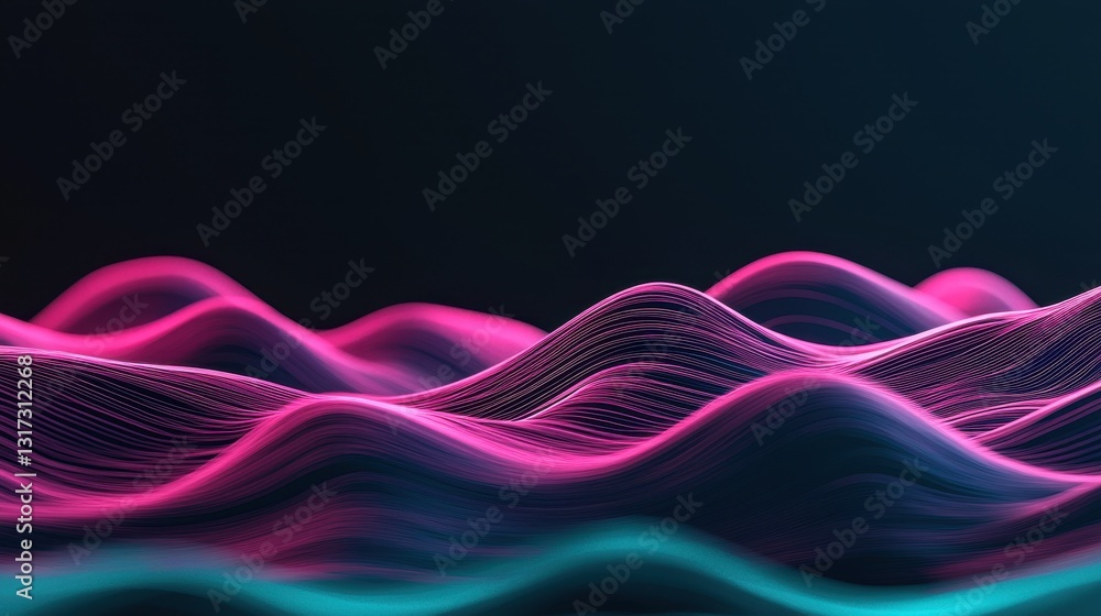 Poster colorful abstract waves in motion with soft lighting and depth