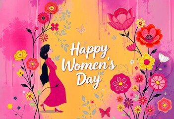 Happy Women’s Day – Elegant Floral Illustration Celebrating Women’s Strength & Beauty