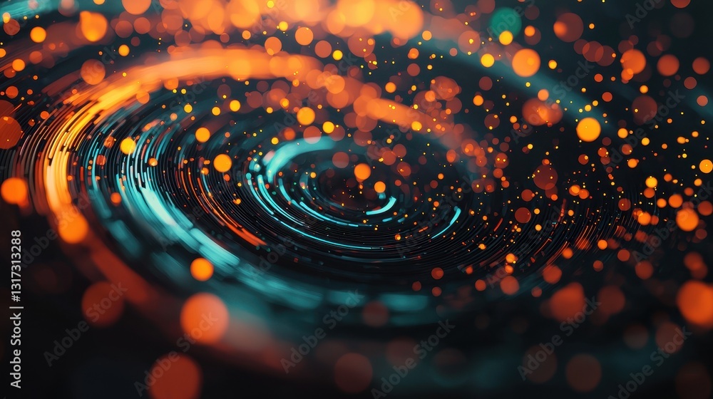 Poster abstract swirling colors with light dots in motion background