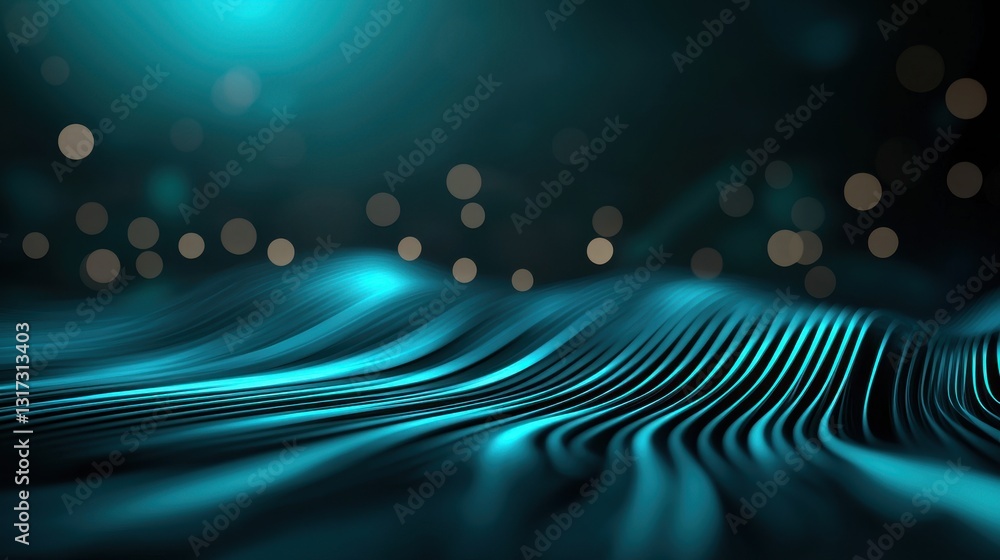 Poster abstract colorful waves with soft bokeh lights in the background