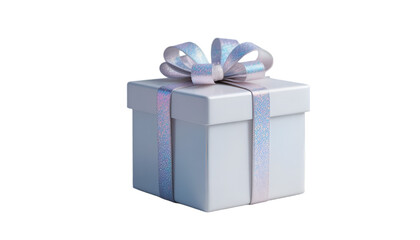 Obraz premium A light sky gift box with a light green and sky ribbon, a perfect present for any wedding, birthday or other occasion. isolated transparent white background 
