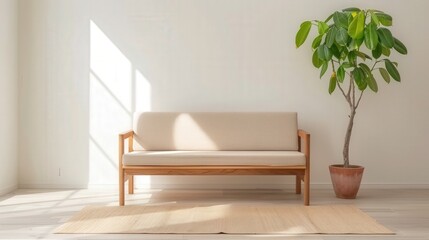 Tidy Minimalist Living Room with Neutral Tones and Natural Light