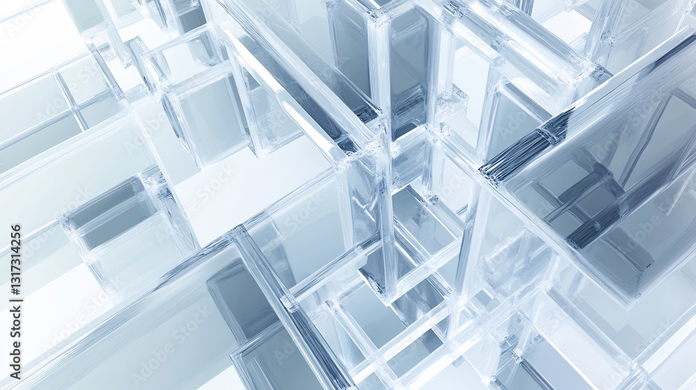 Poster Abstract rendering of marketing automation featuring interconnected geometric form symbolizing workflow efficiency
