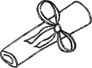 Crayon Sketch Rolled Certificate Hand Drawn Textured Illustration