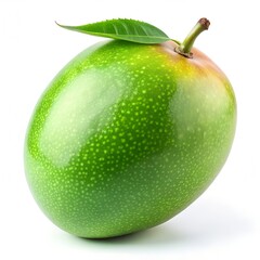 Fresh green mango tropical fruit isolated on white background