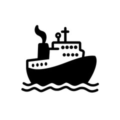 Obraz premium Stylized illustration of a ship navigating through waves in a bold vector design, perfect for maritime themes and nautical projects