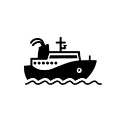 Obraz premium Bold vector illustration of a ship navigating through waves under an open sky