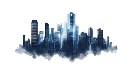 Fototapeta premium Futuristic City Skyline with Clouds and Modern Glass Buildings