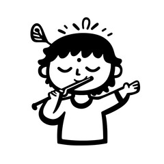 Obraz premium Flute player delights in melody under a sunny sky, expressing joy and harmony through music and creativity