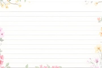 Elegant Floral Lined Paper Background for Notes and Writing