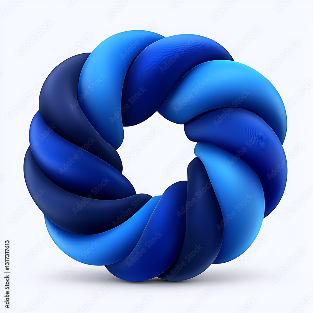 Poster elegant blue and black twisted shape displaying smooth curves and flowing textures
