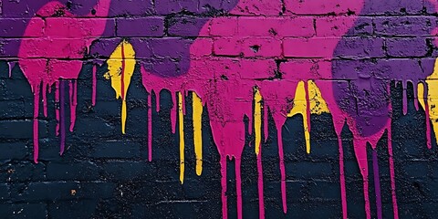 Dripping paint on urban brick wall