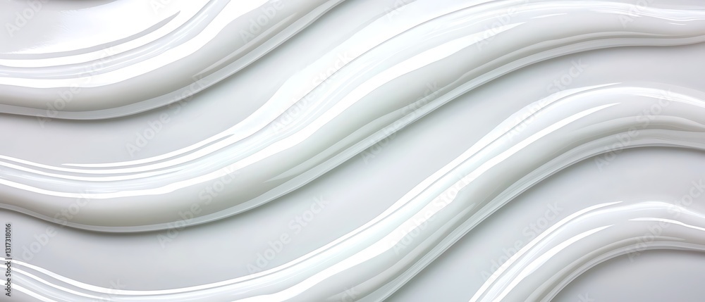 Poster smooth waves of creamy substance on a soft white background for creative design projects