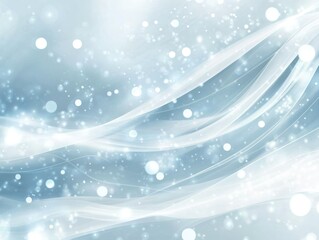 Abstract light blue winter background with flowing lines and bokeh.