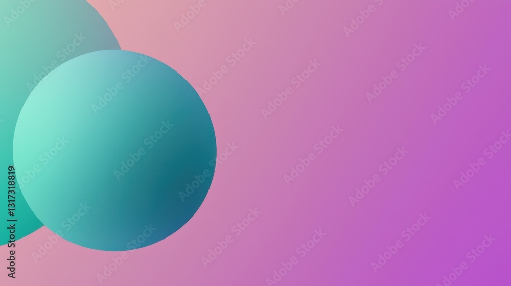 Poster soft gradient background with abstract circles in cool tones