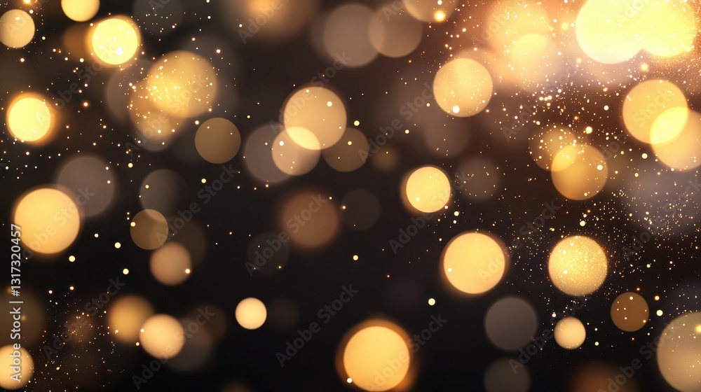 Poster soft glowing bokeh effect with golden light on dark background