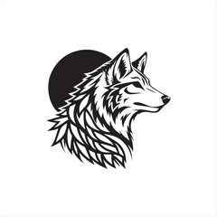 Obraz premium Fierce Monochrome Wolf with Striking Red Eyes