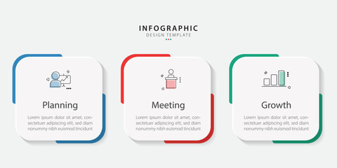 Business infographic template. 3 Step timeline journey. Process diagram, 3 options on white background, social media post, Infograph elements vector illustration.