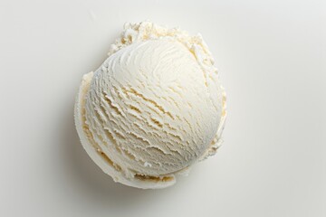 Fototapeta premium Vanilla ice cream scoop on white background. AI generated