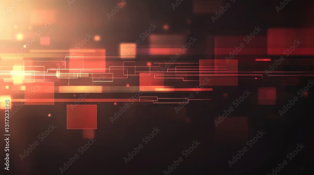 Poster abstract tech background with light and geometric shapes in red