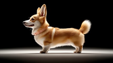 Corgi in Studio Lighting with Elegant Pose and Soft Shadows