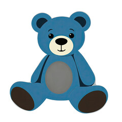 Obraz premium Cute blue teddy bear with a friendly expression, sitting on a smooth blue background