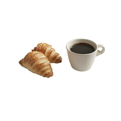 Croissants and coffee, breakfast, morning, simple breakfast scene