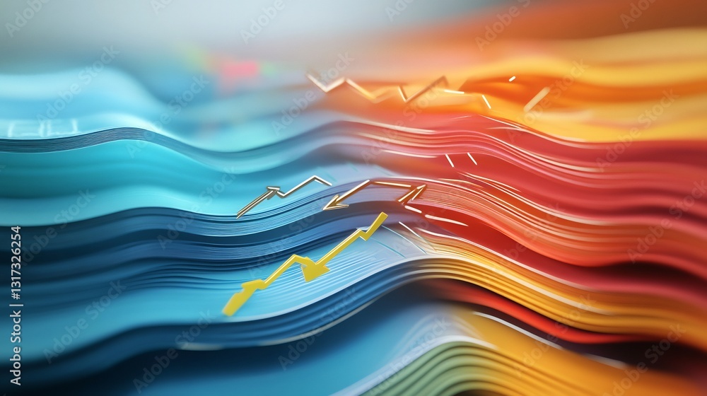 Aufkleber Abstract rendering of strategic analysis symbolic arrows layers representing competitive positioning