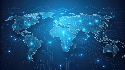 world map on blue background